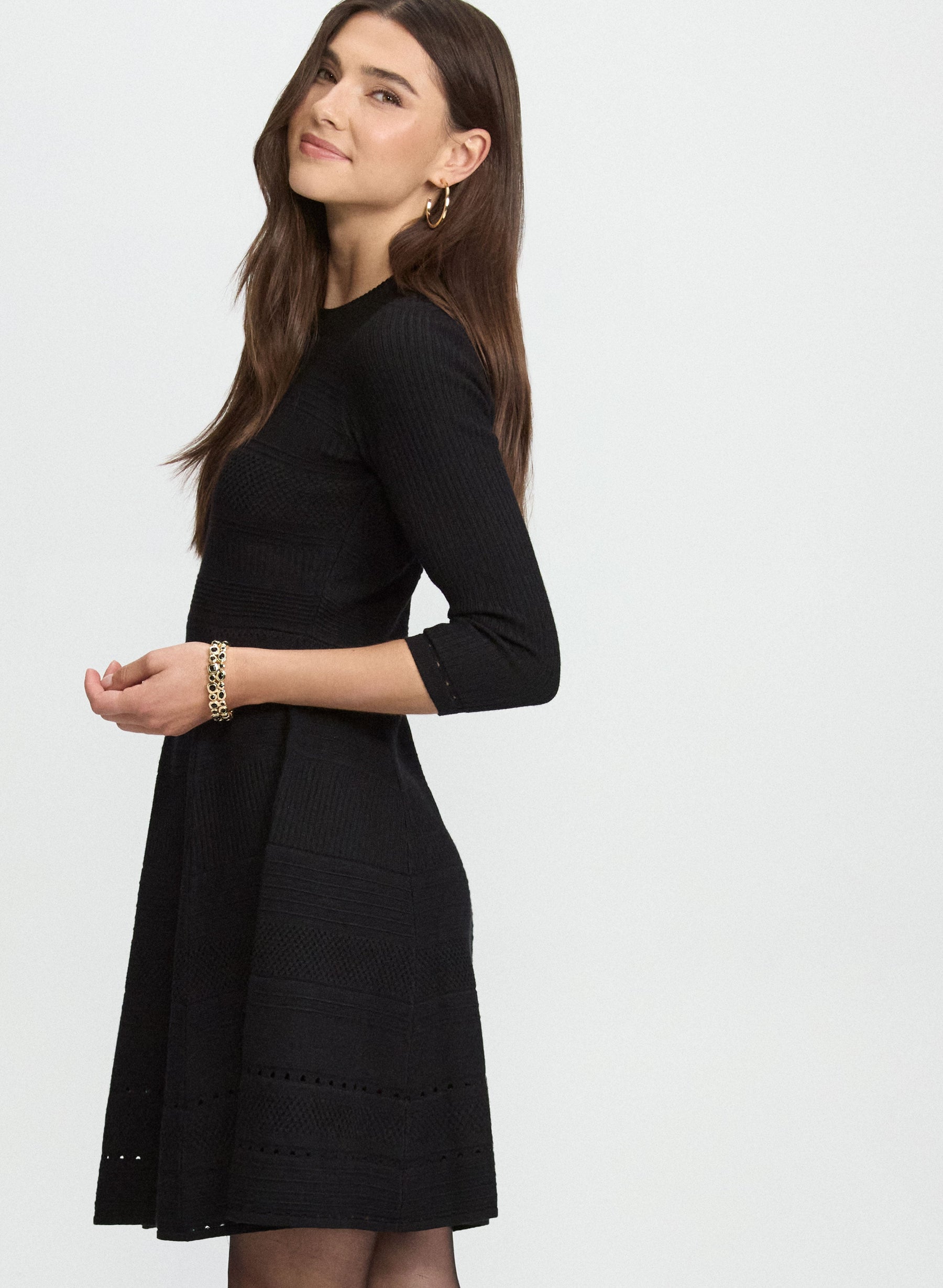 Pointelle Detail Knit Dress