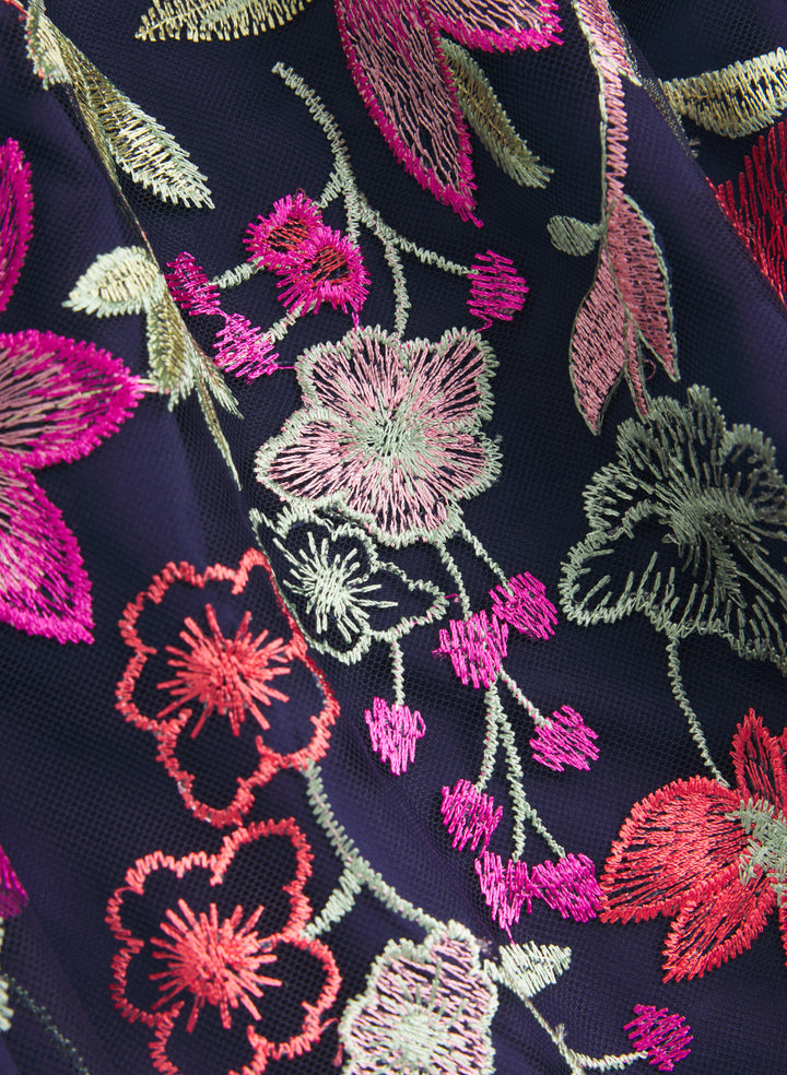 Floral Embroidered Mesh Dress