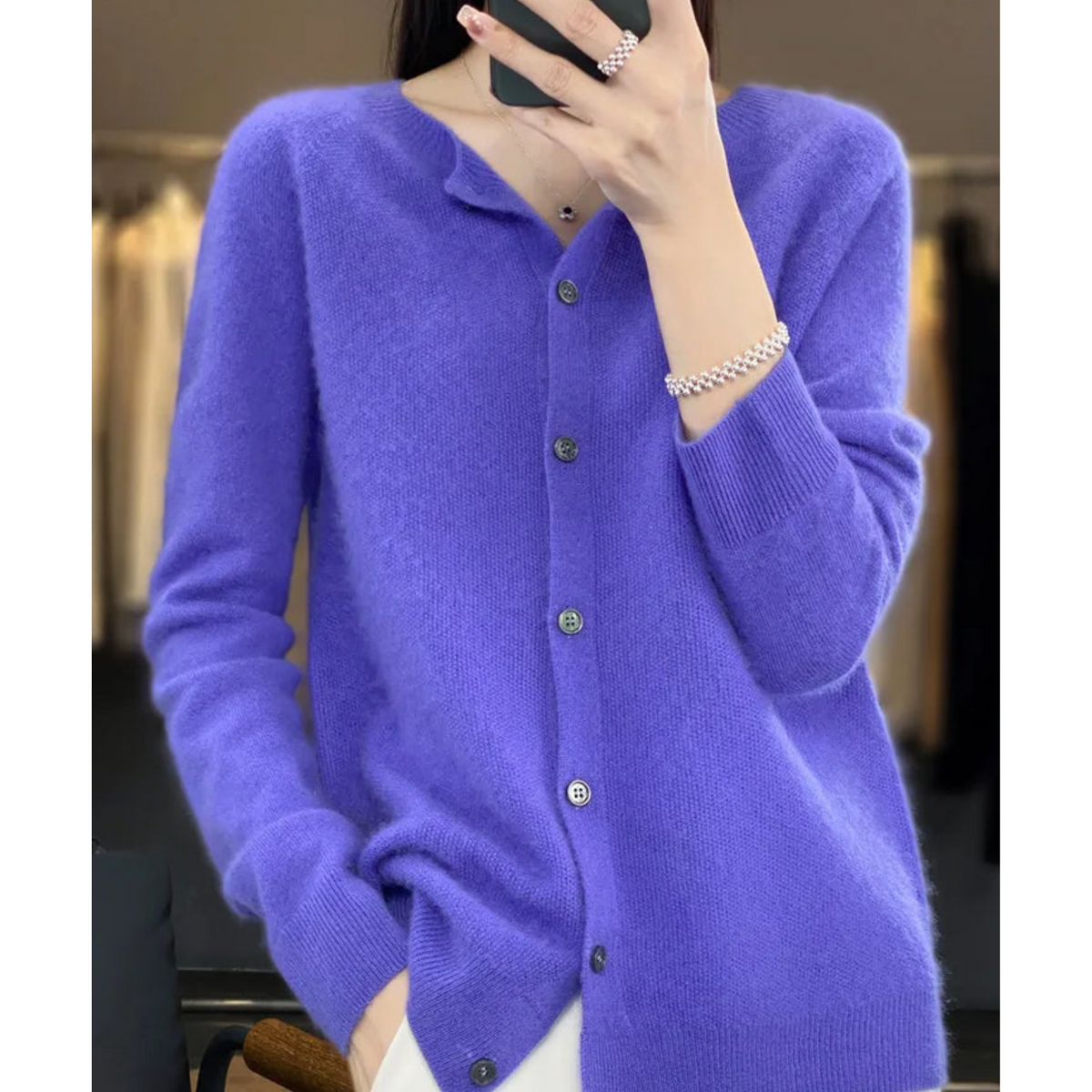 Evelyn – Wool Blend Knit Cardigan