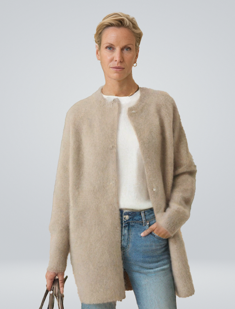 Judith | Longline Cardigan Brushed Knit Open Front for Women