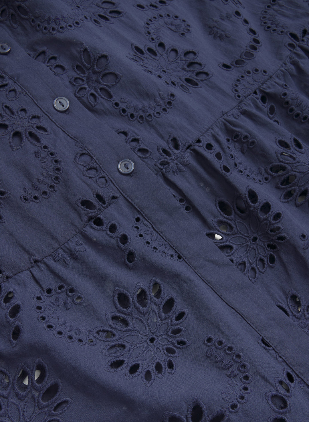 Embroidered Button-Down Midi Dress
