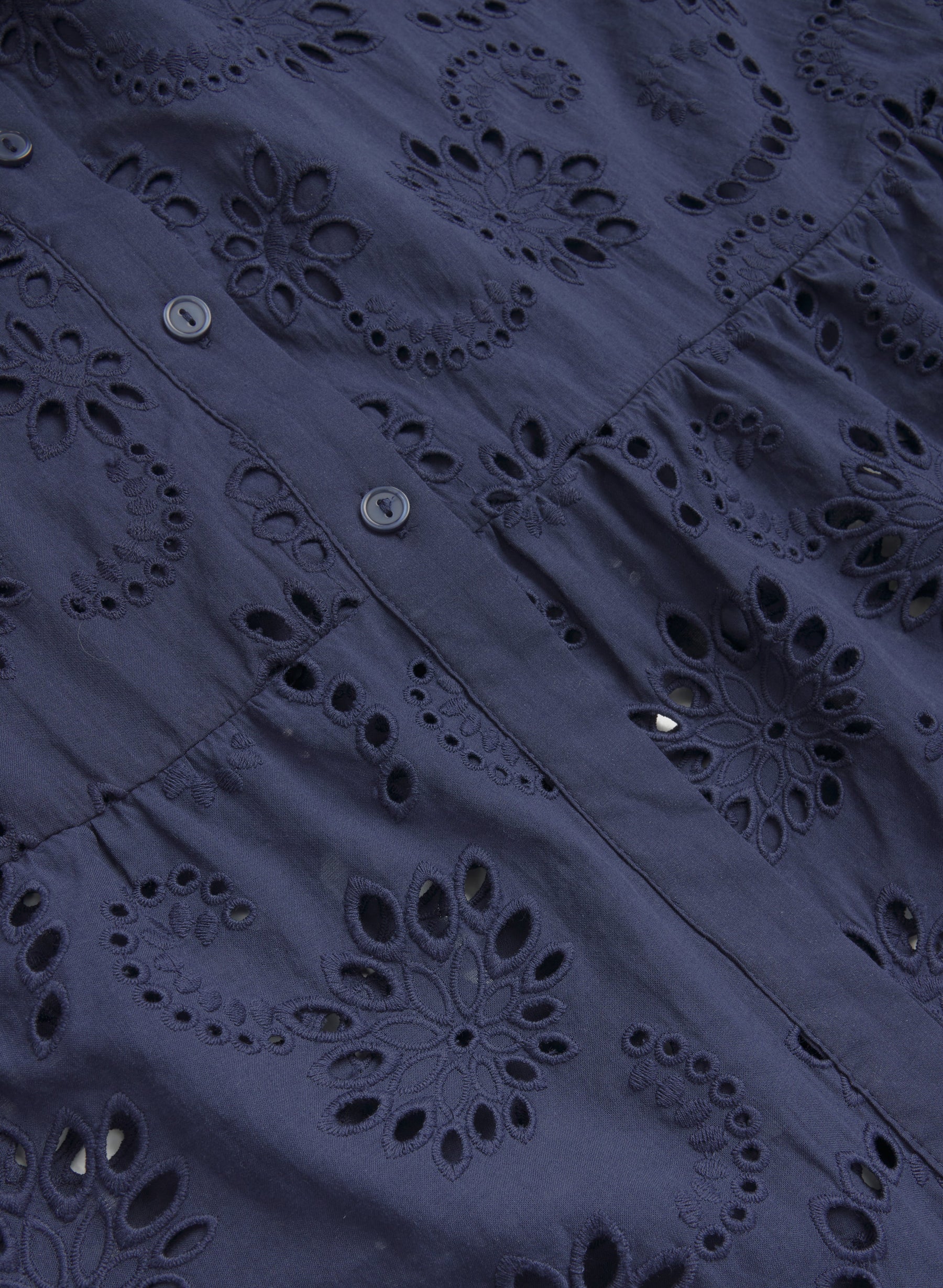 Embroidered Button-Down Midi Dress