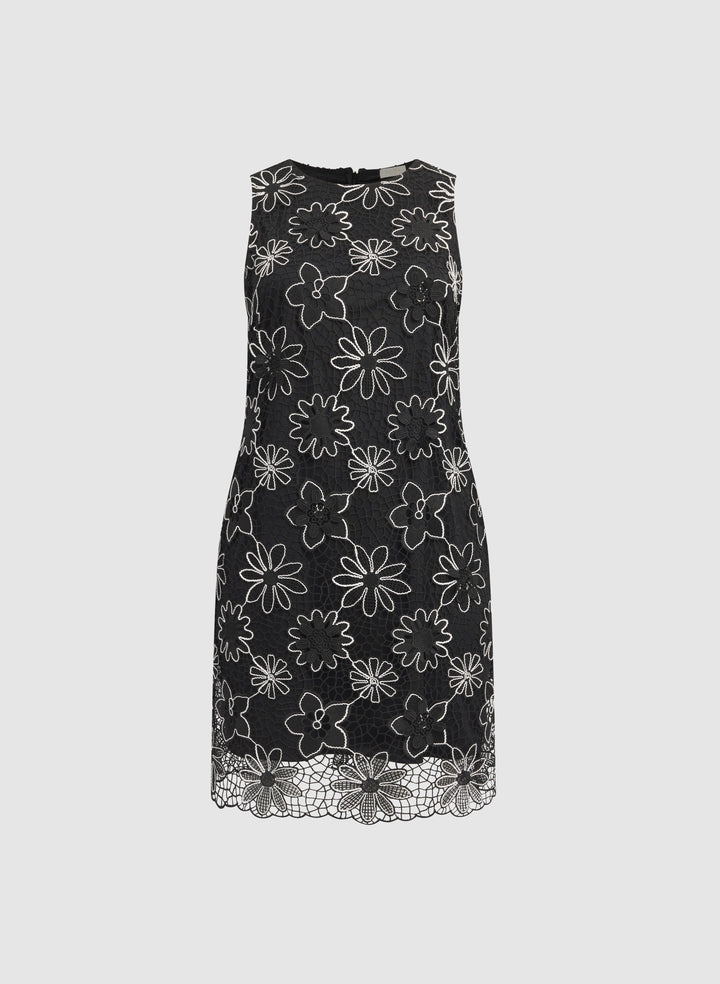 Floral Embroidered Crochet Dress