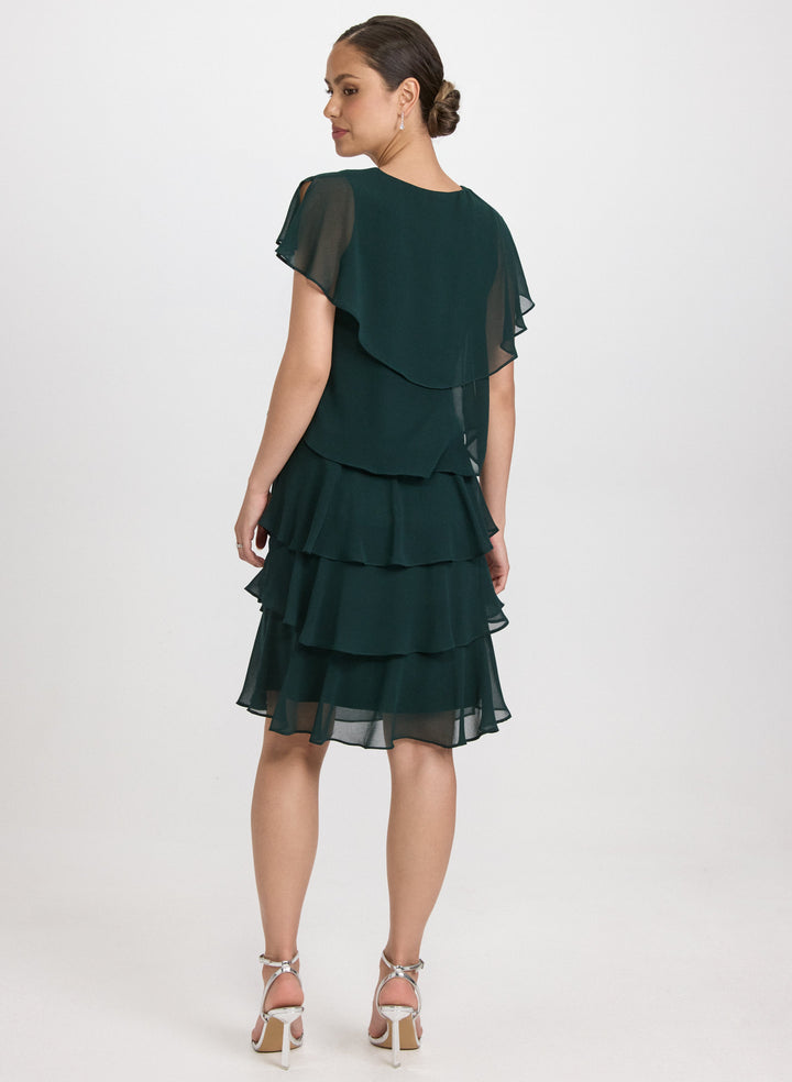 Tiered Brooch Embellished Dress