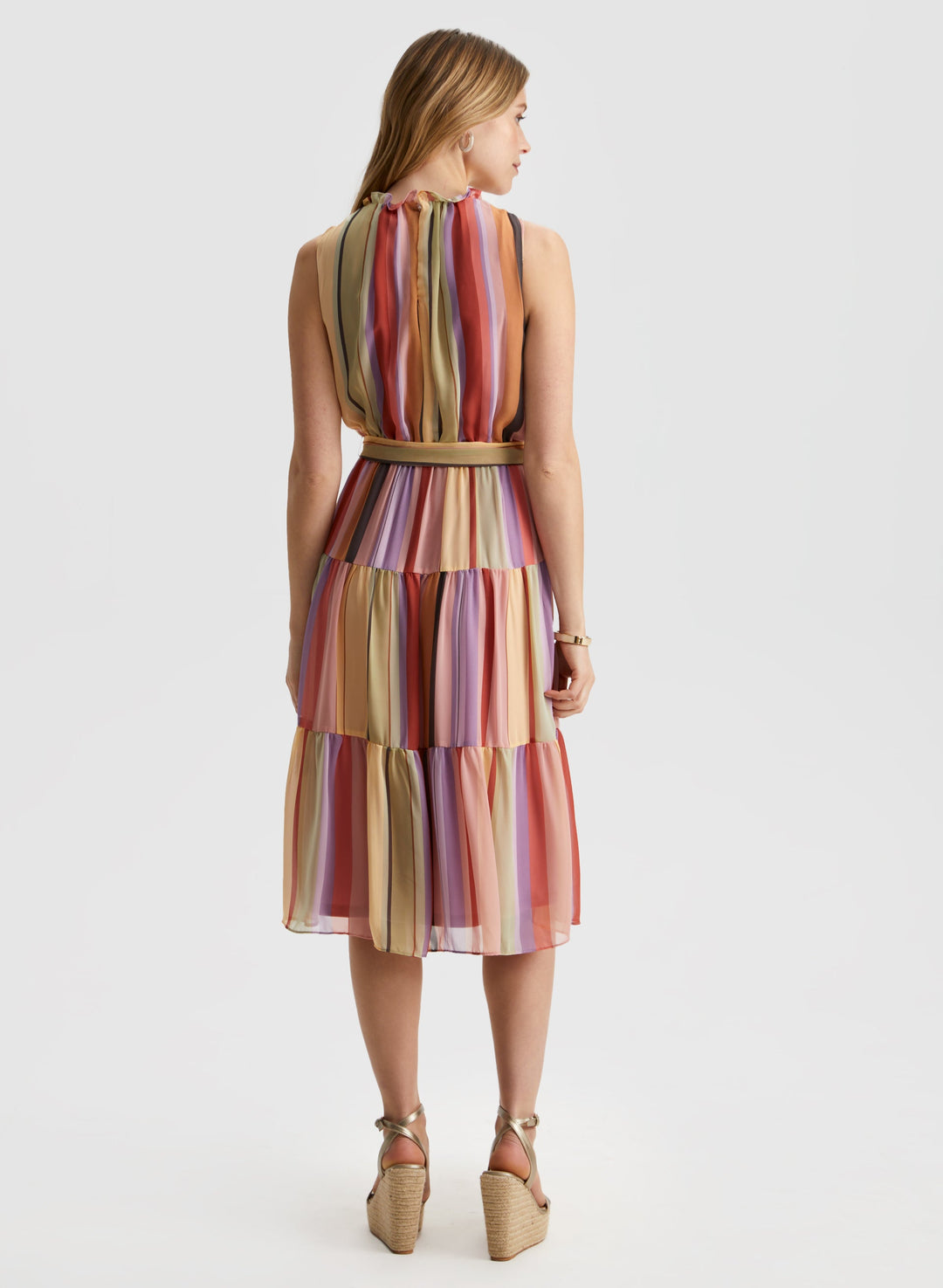 Striped Tiered Midi Dress