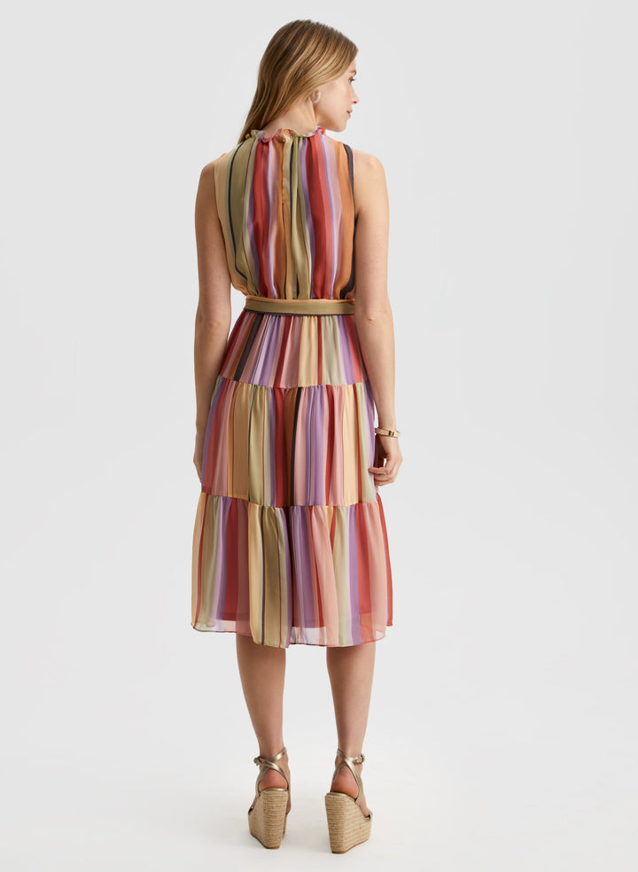 Striped Tiered Midi Dress