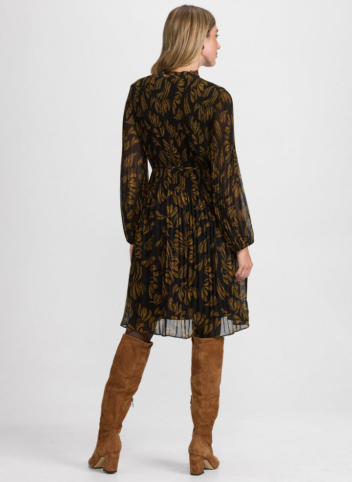 Pleated Paisley Dress