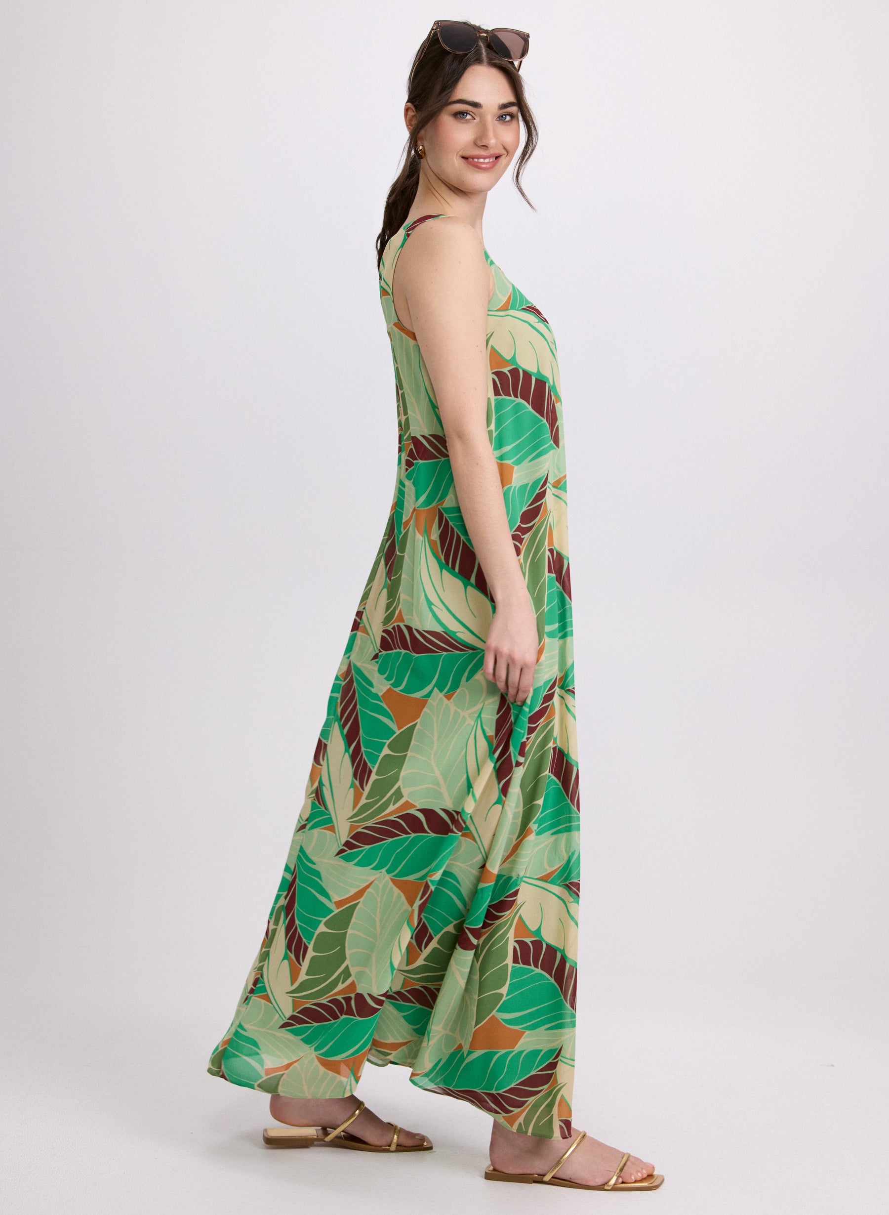 Palm Print Maxi Dress