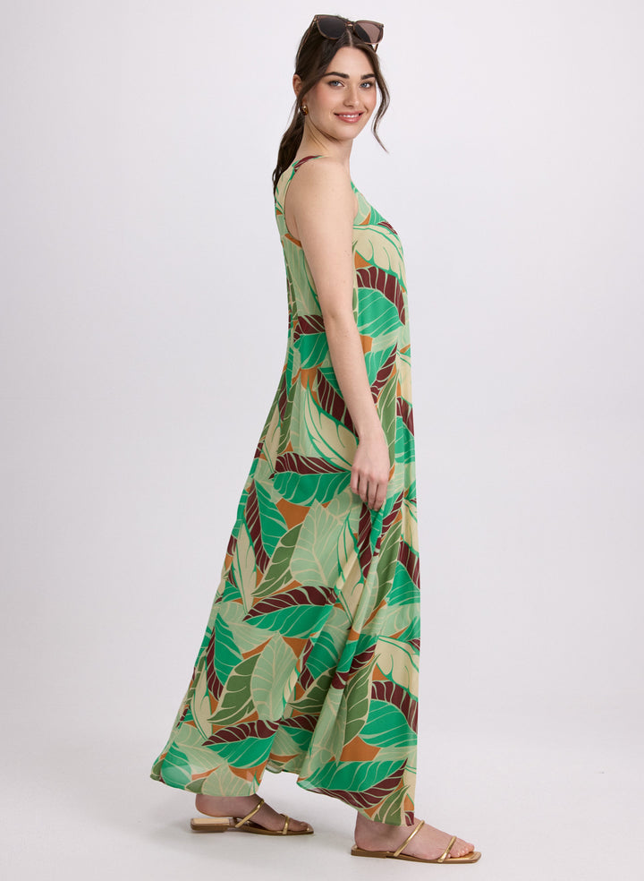 Palm Print Maxi Dress