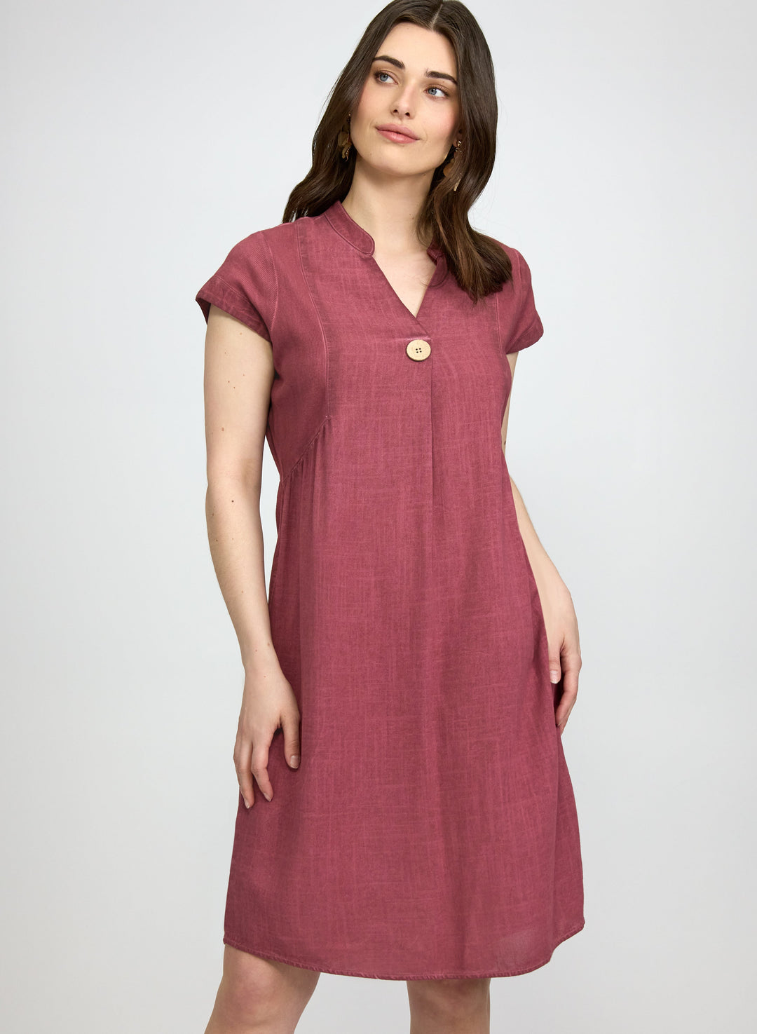 Linen-Blend Pocket Dress