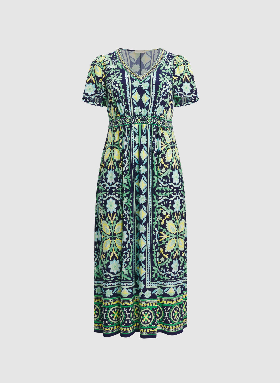 Ornate Floral Print Dress