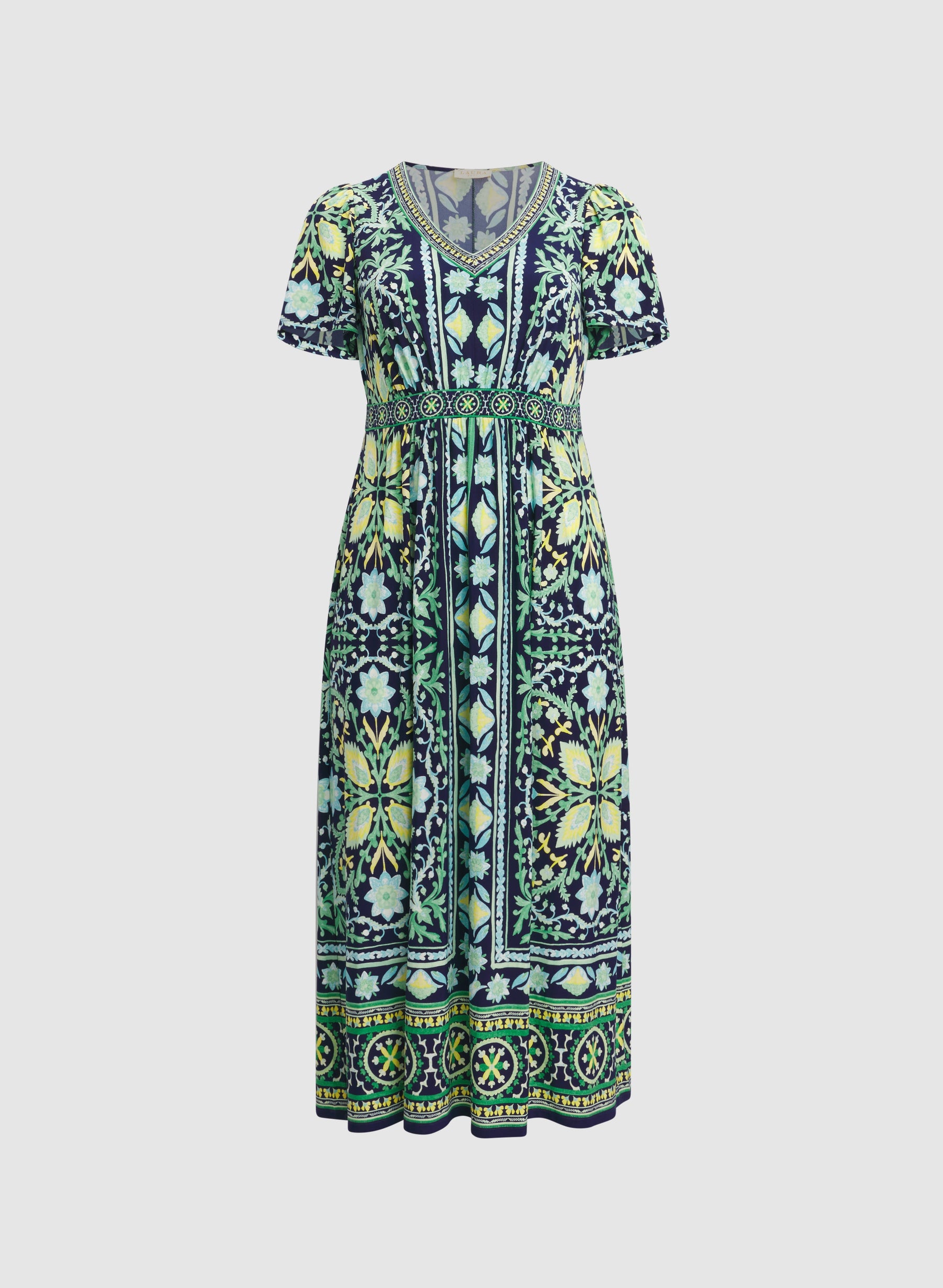 Ornate Floral Print Dress