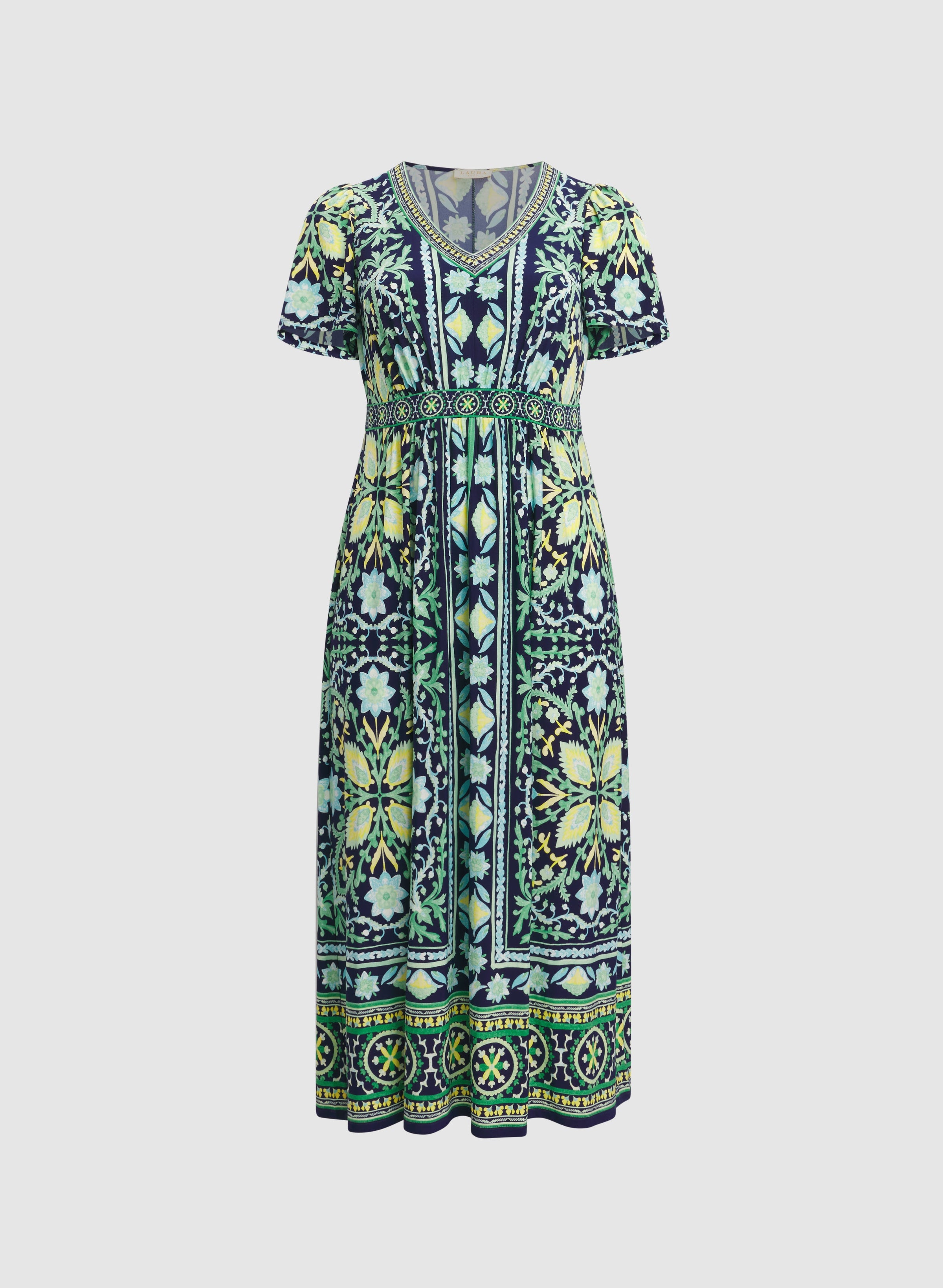 Ornate Floral Print Dress