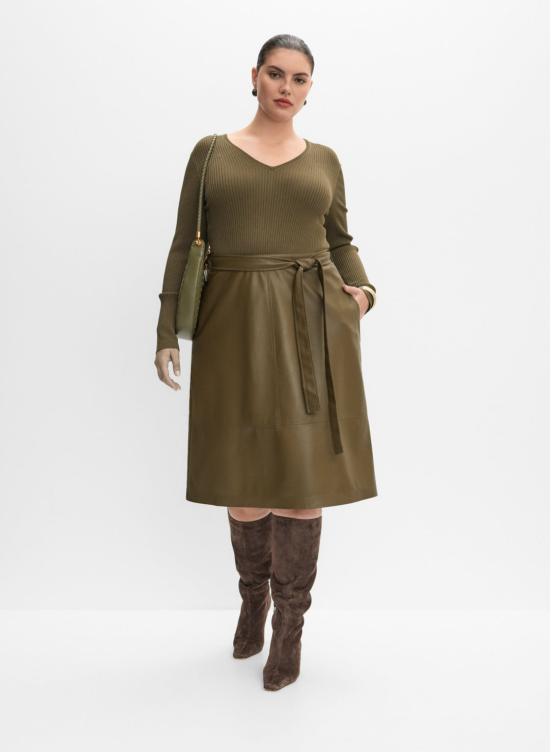 Melanie Lyne - Knit & Vegan Leather Dress