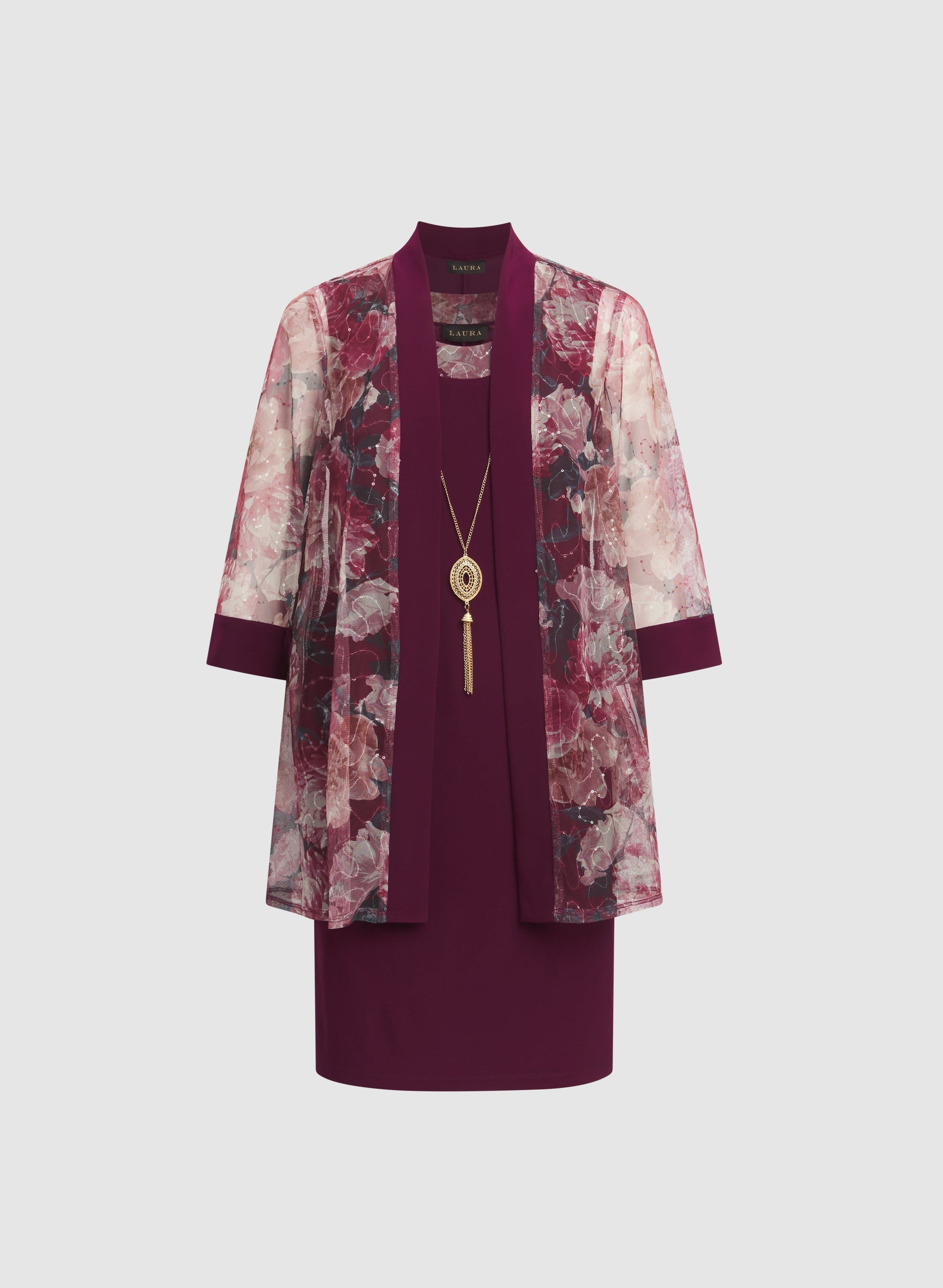 Floral Mesh Jacket & Dress Set