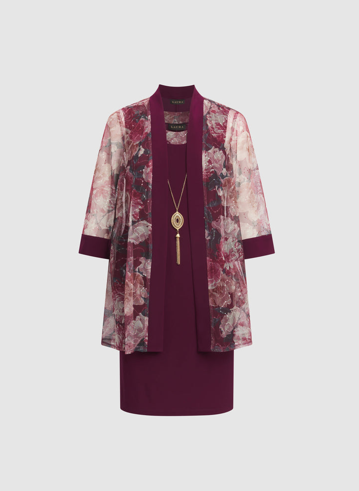 Floral Mesh Jacket & Dress Set