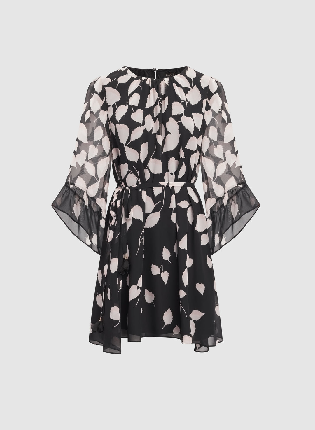 Cascading Leaf Print Dress