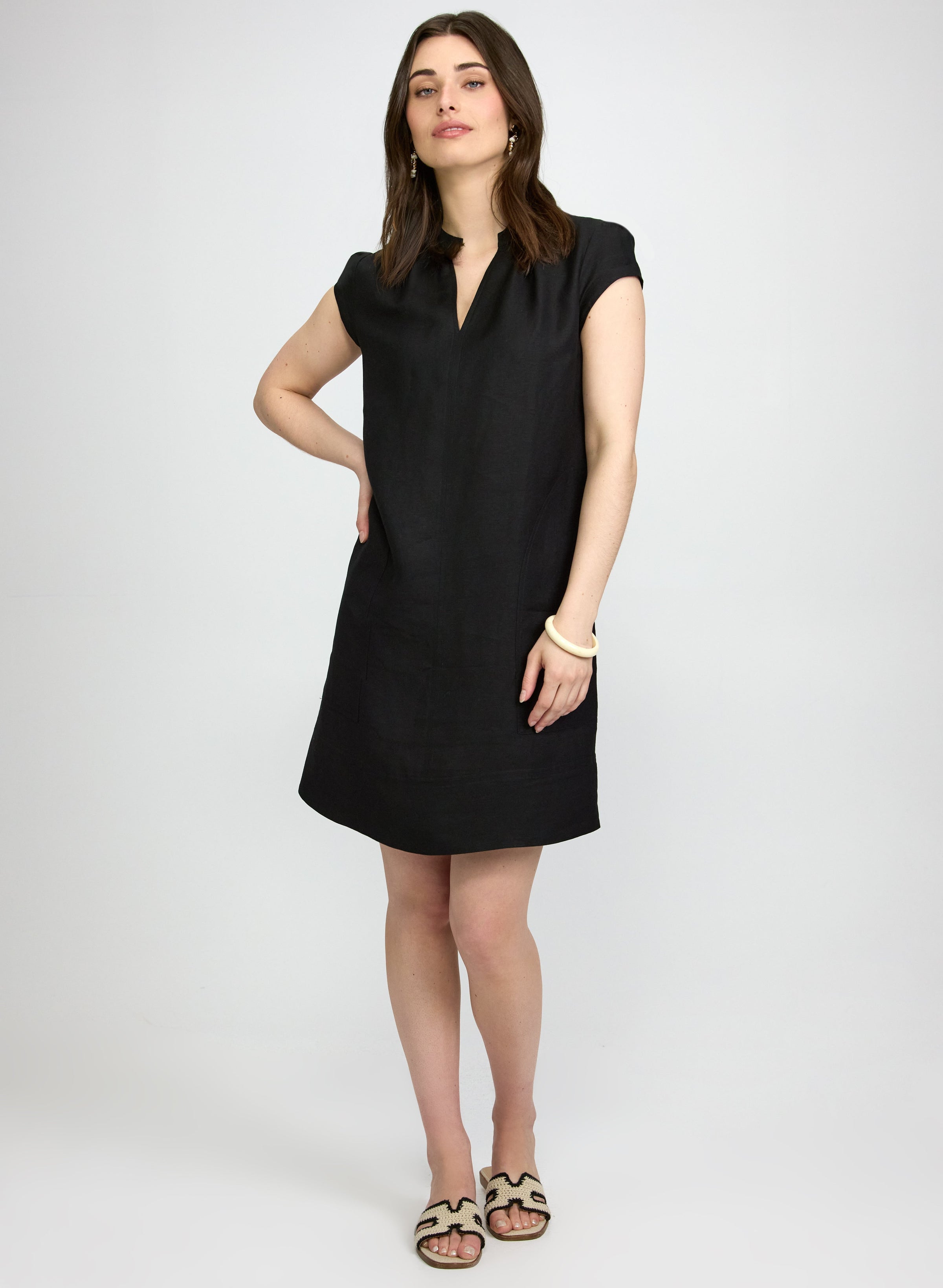 Straight Linen-Blend Dress
