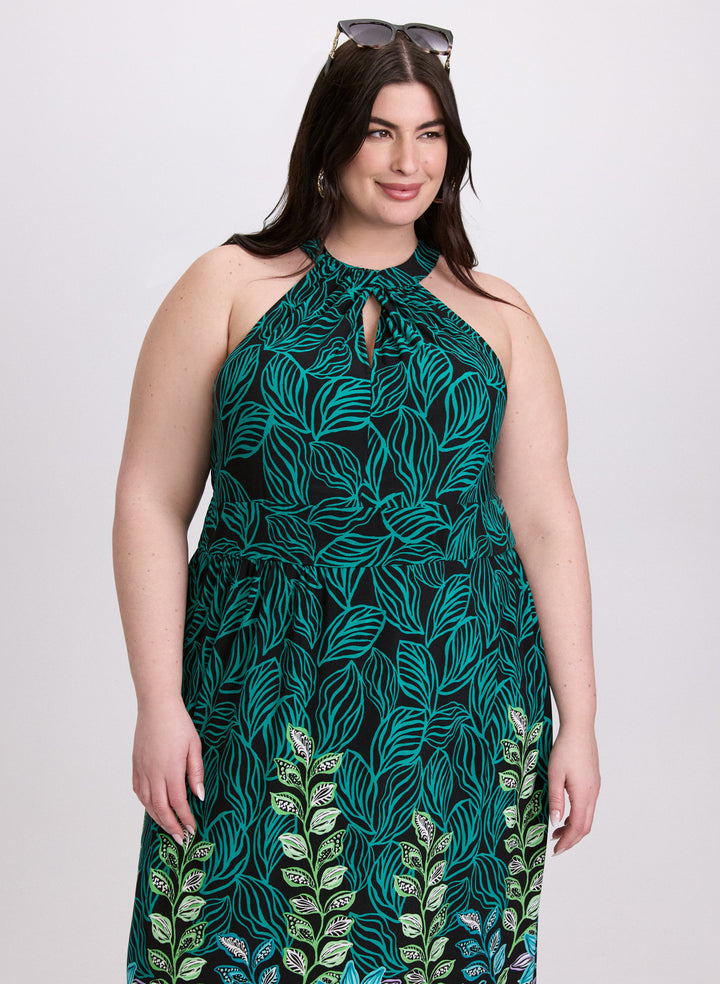 Leaf Print Maxi Dress