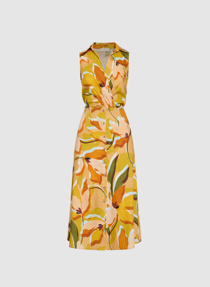 Floral Linen-Blend Dress