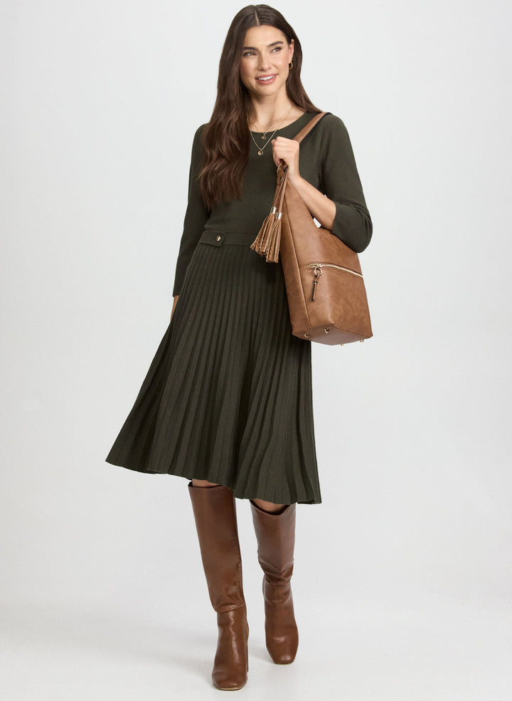 Pleated Fit & Flare Dress