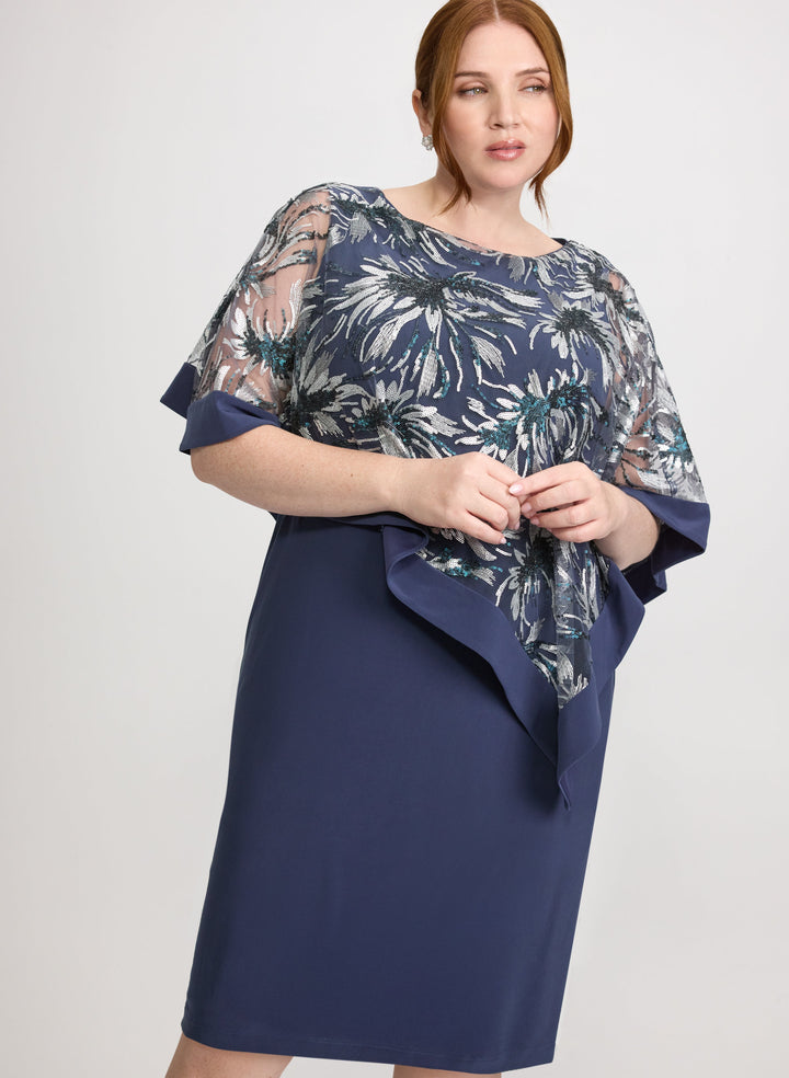 Floral Capelet Overlay Dress