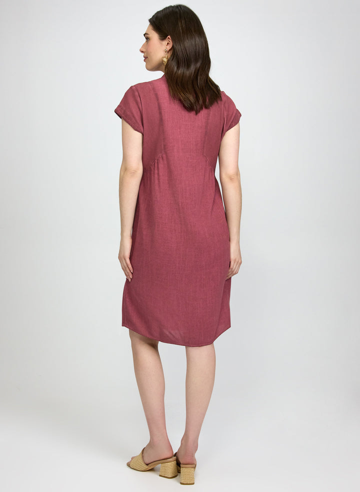 Linen-Blend Pocket Dress