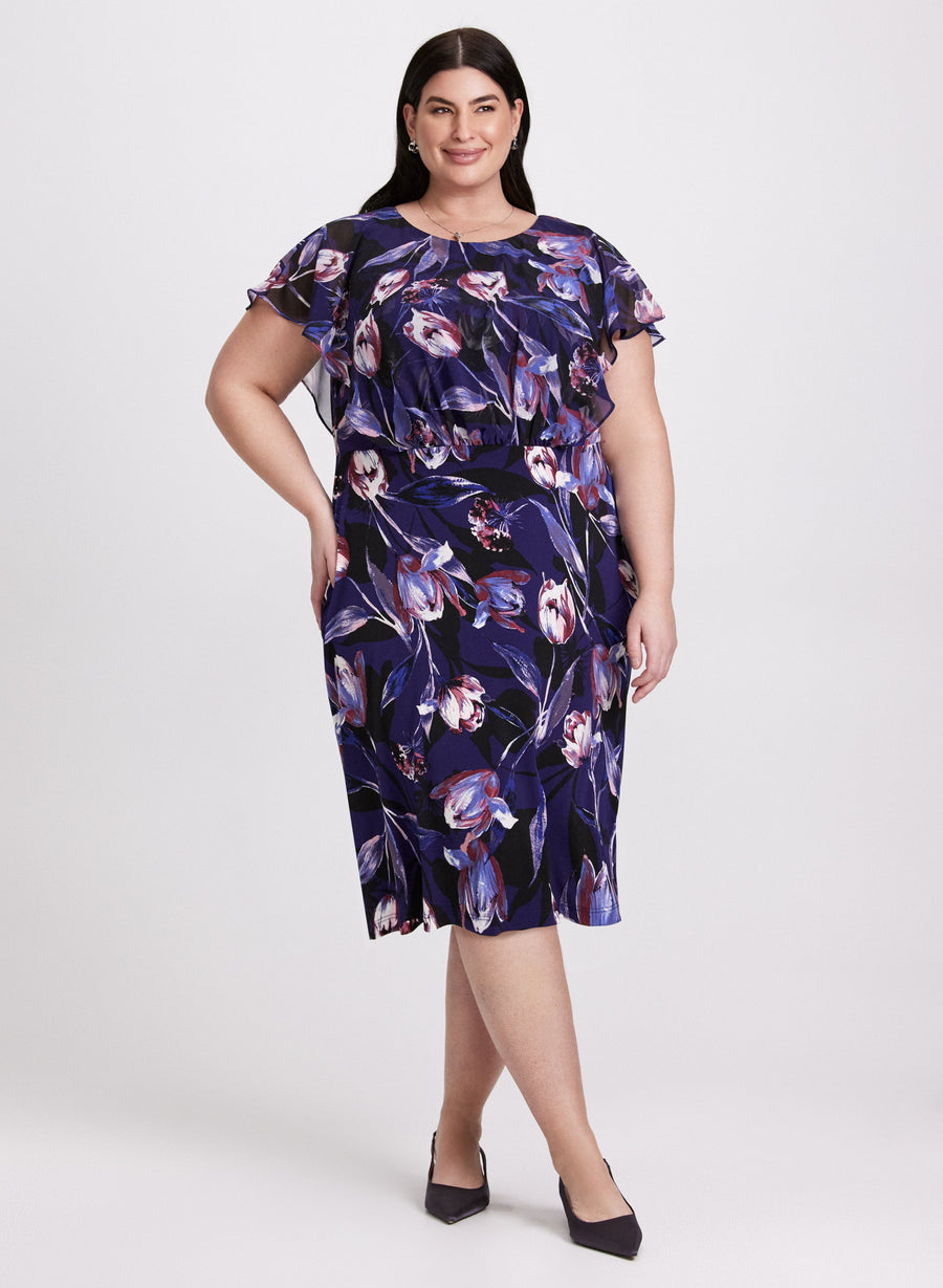 Floral Flutter Sleeve Dress