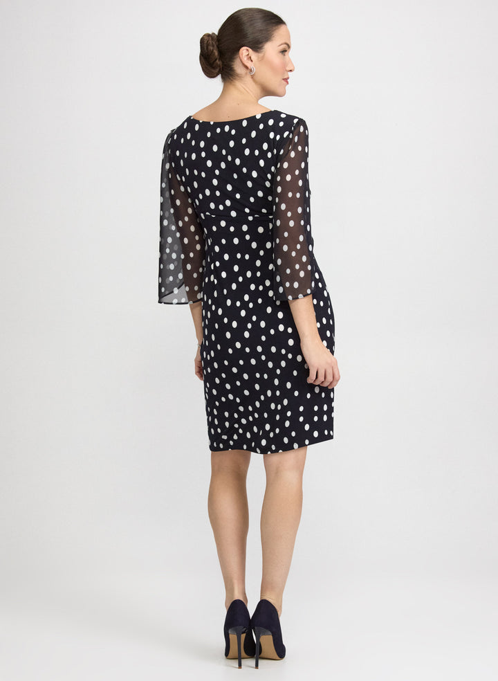 Polka Dot Cape Sleeve Dress