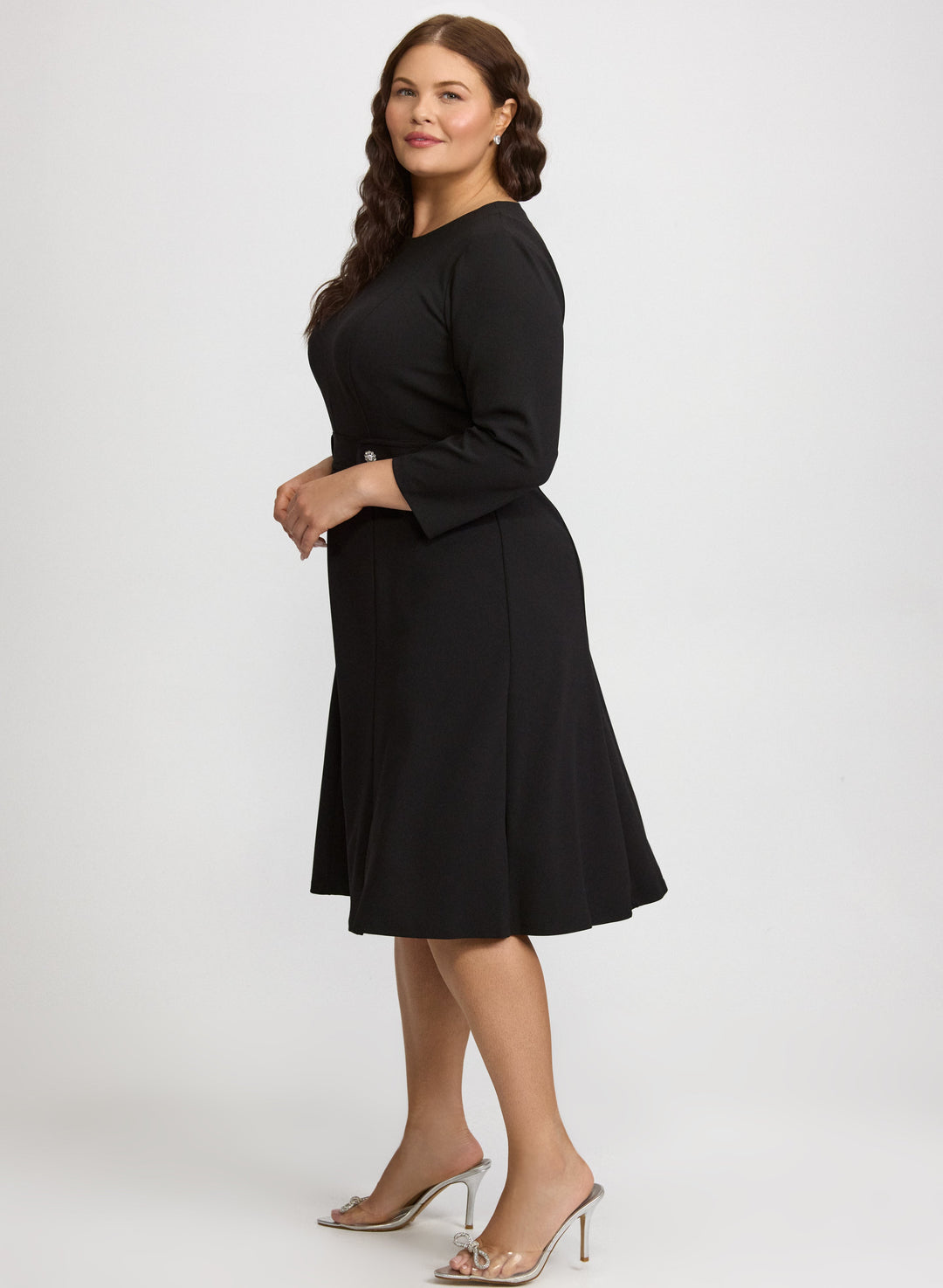 Buttoned-Tab Detail Dress