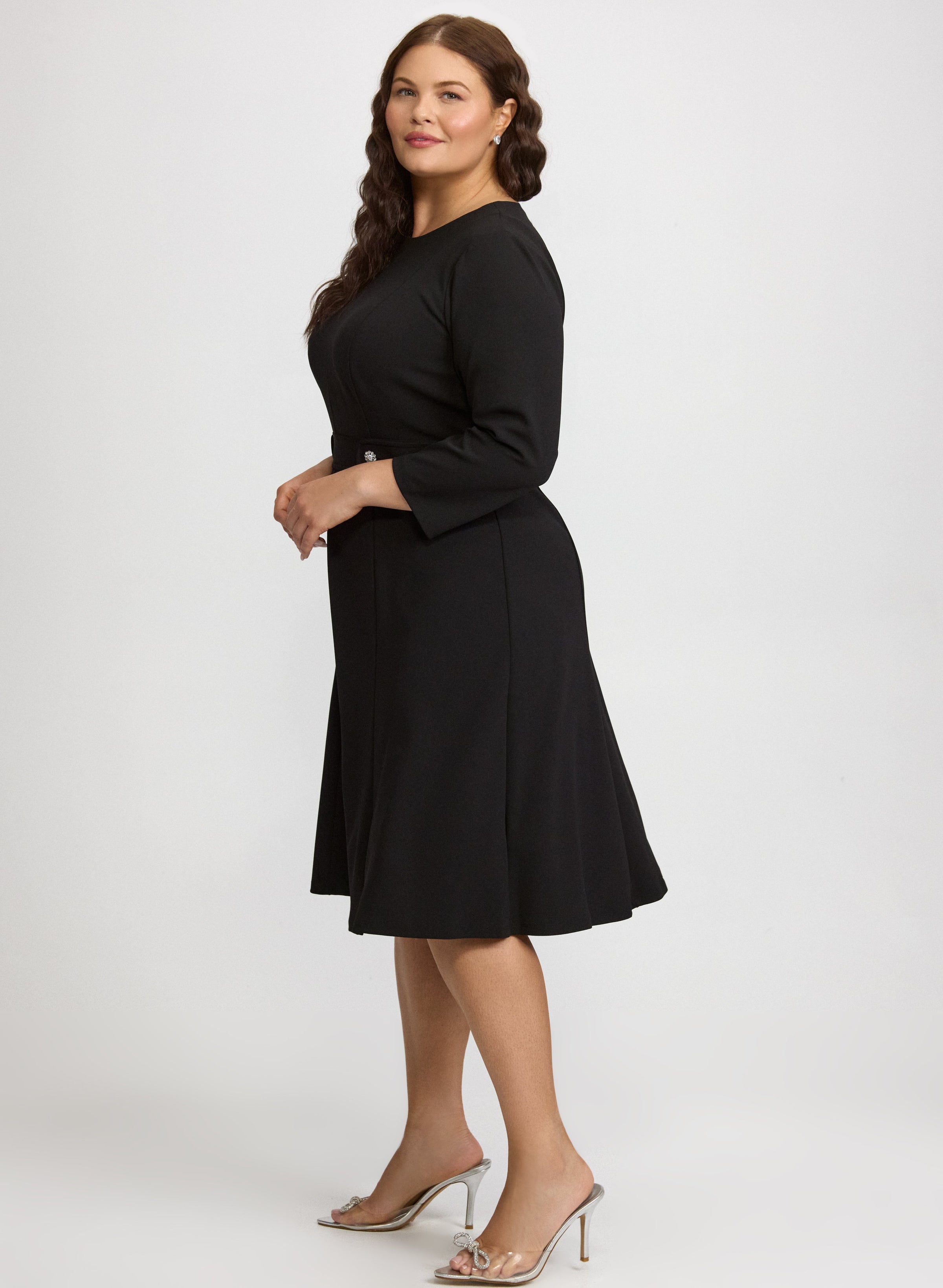 Buttoned-Tab Detail Dress