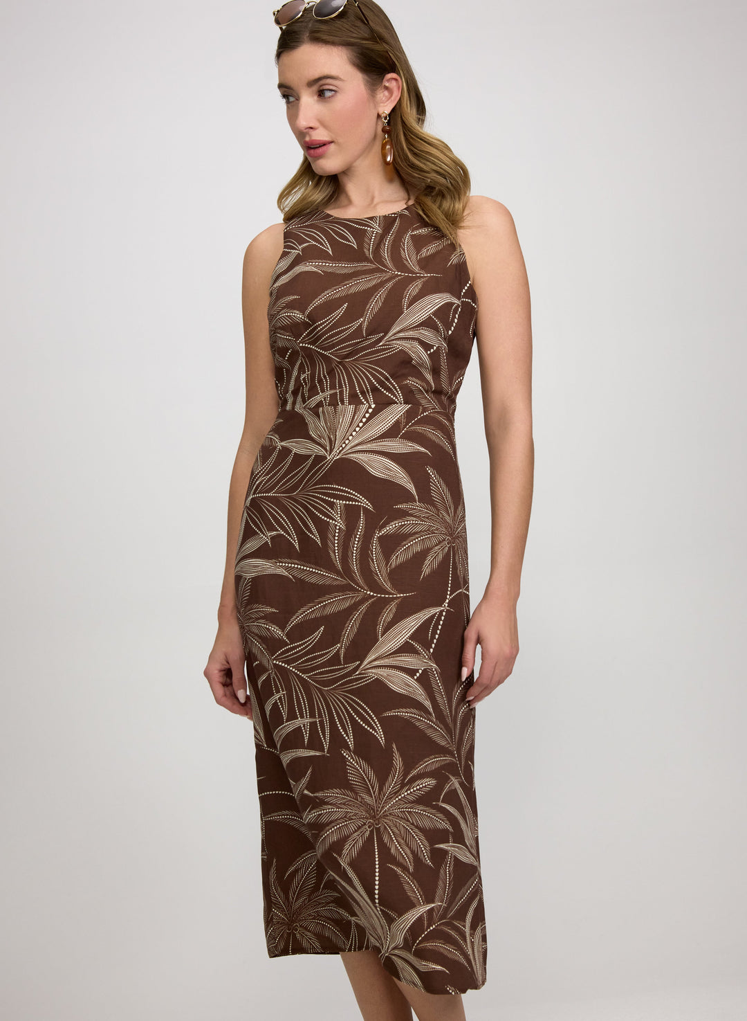 Leaf Print Midi Dress
