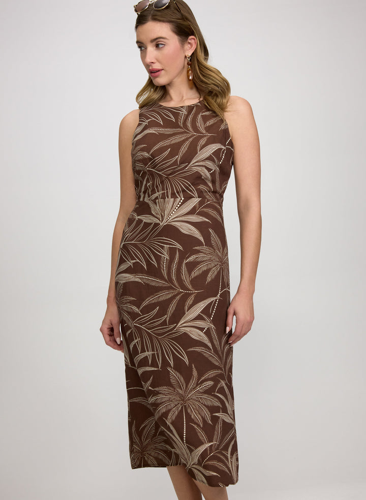 Leaf Print Midi Dress