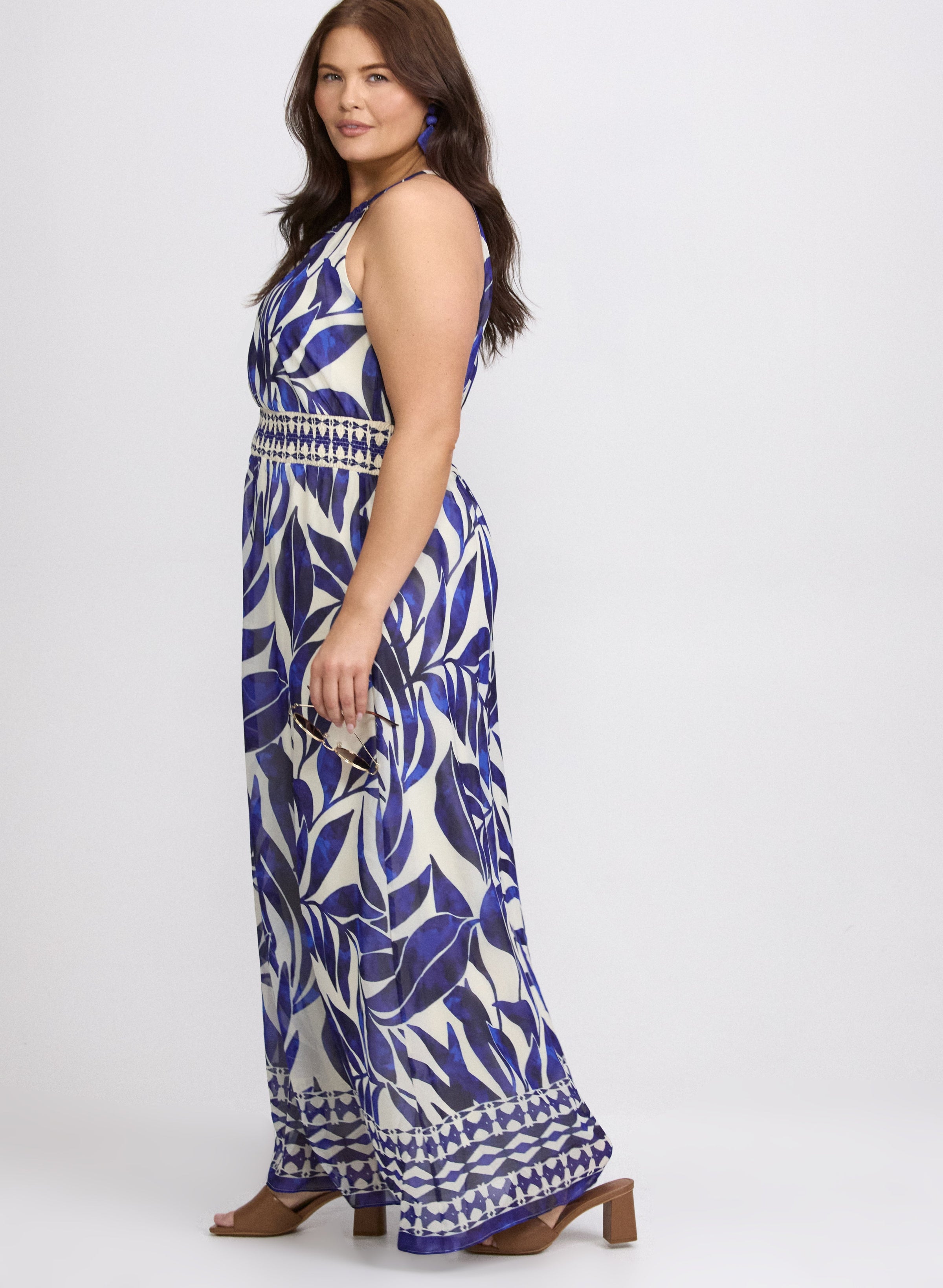 Printed Halter Neck Maxi Dress