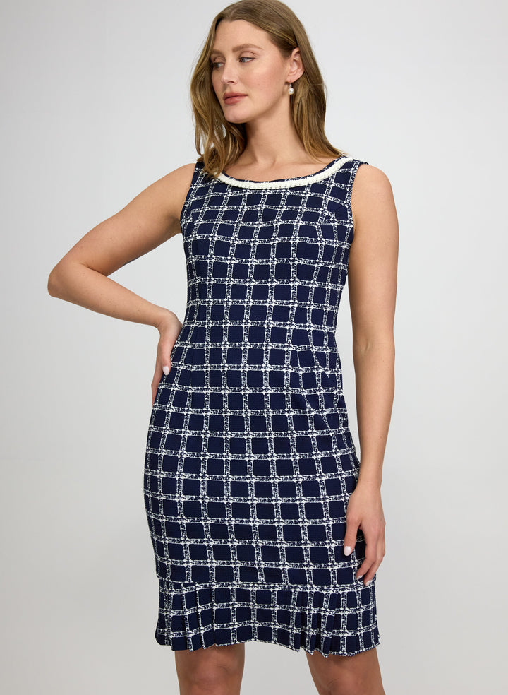 Pearl Trim Jacket & Plaid Dress Set