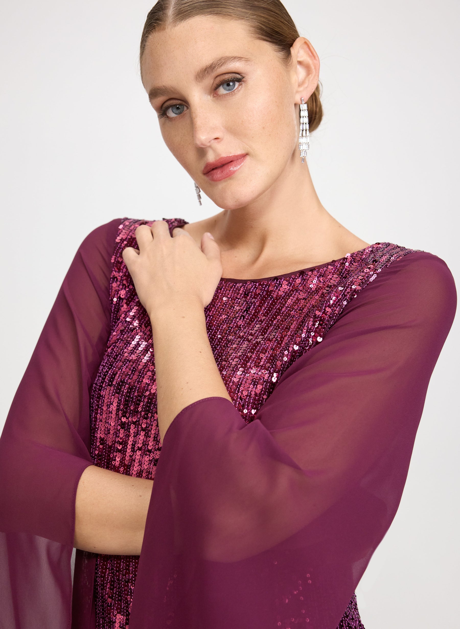 Sequined Split Sleeve Dress