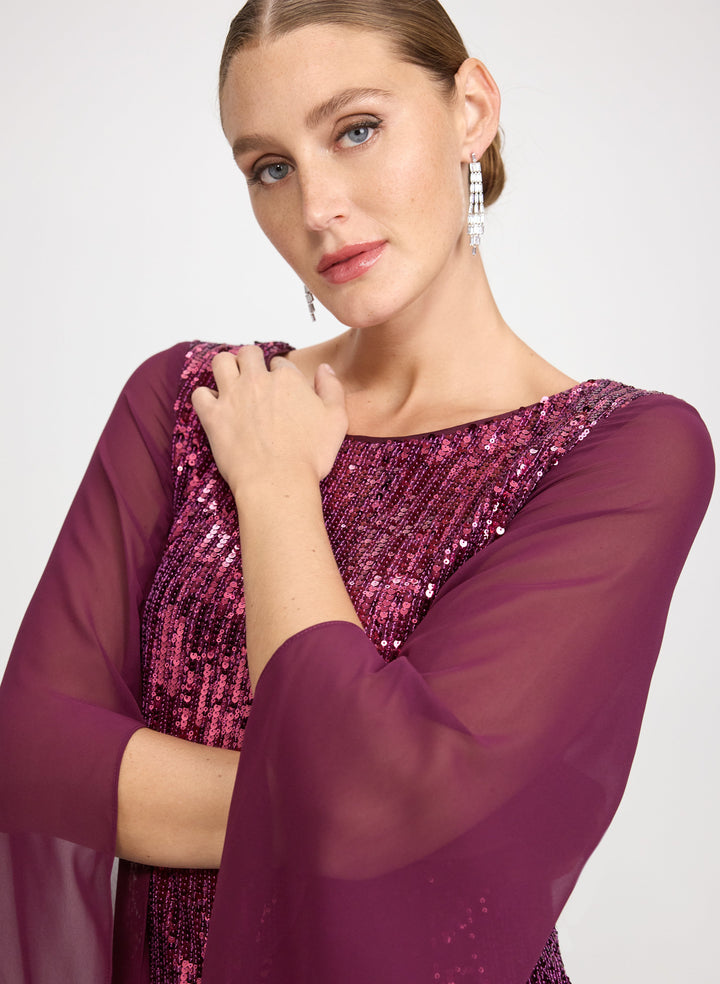 Sequined Split Sleeve Dress