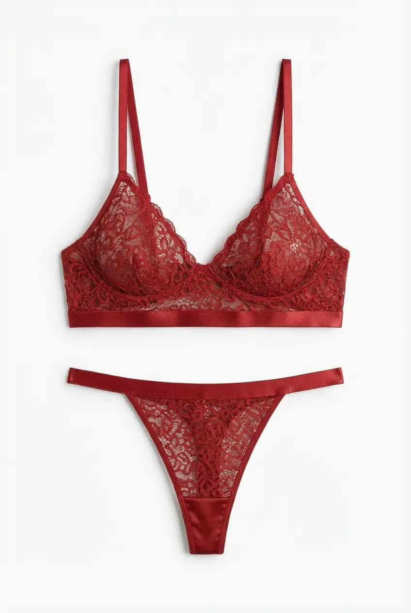 Lingerie Femme Essence Set - Red