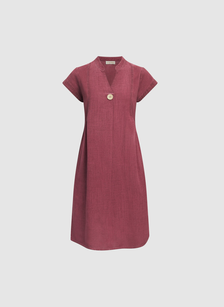 Linen-Blend Pocket Dress