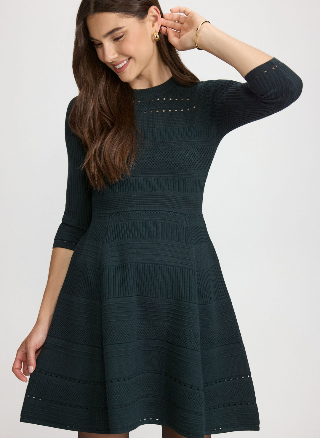 Pointelle Detail Knit Dress