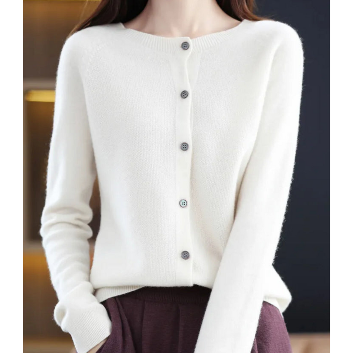 Evelyn – Wool Blend Knit Cardigan