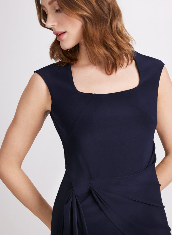 Knotted Drape Front Dress