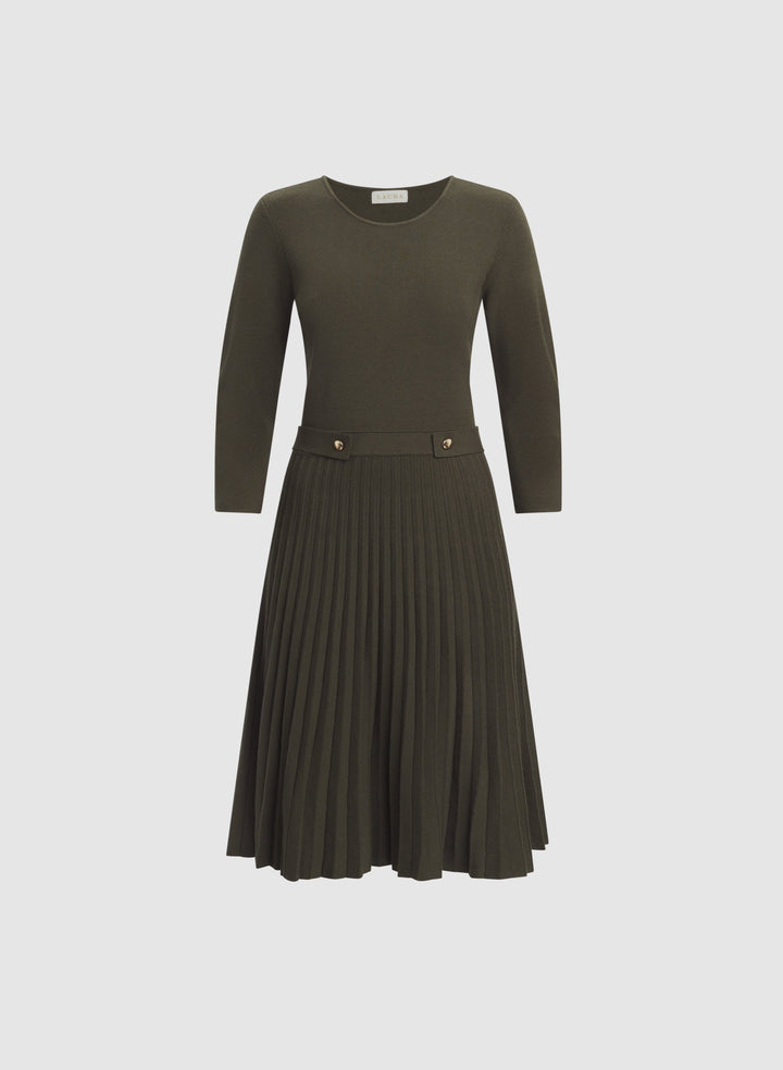 Pleated Fit & Flare Dress