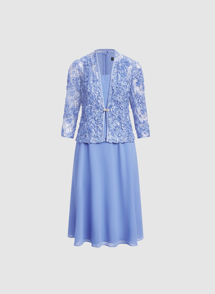 Soutache Jacket & Chiffon Dress Set