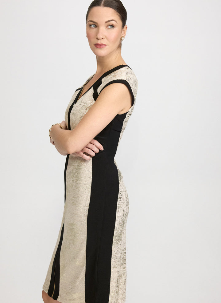 Colour Block Zip-Front Dress