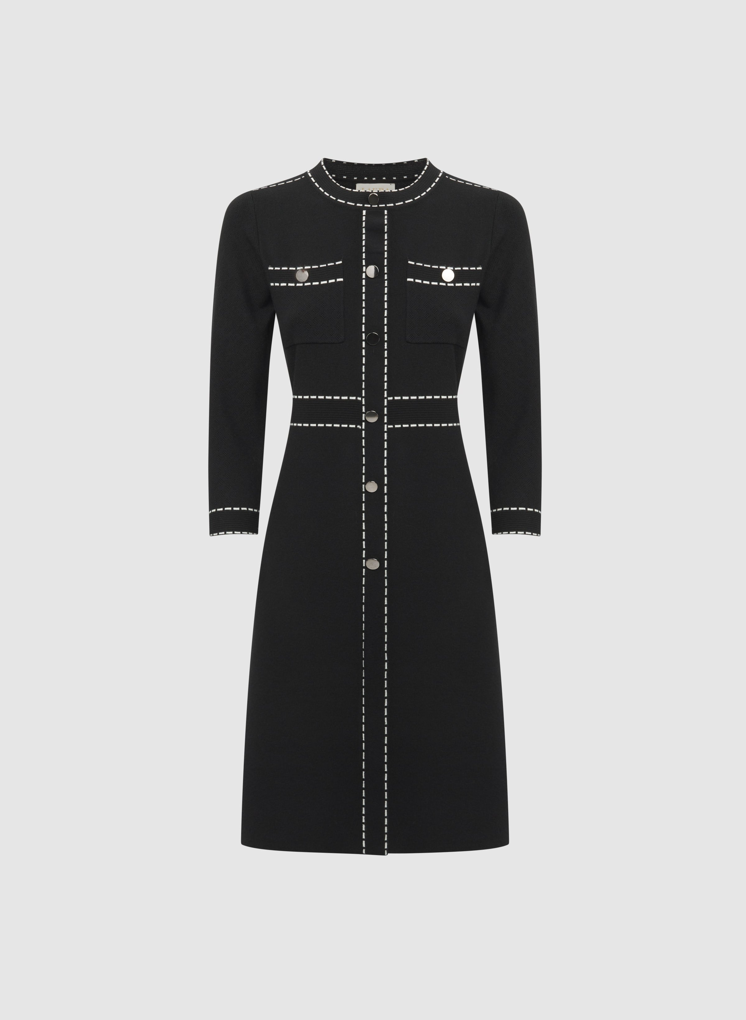 Contrast Stitch Sweater Dress