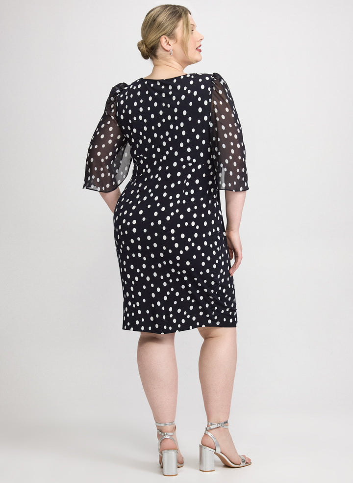 Polka Dot Cape Sleeve Dress