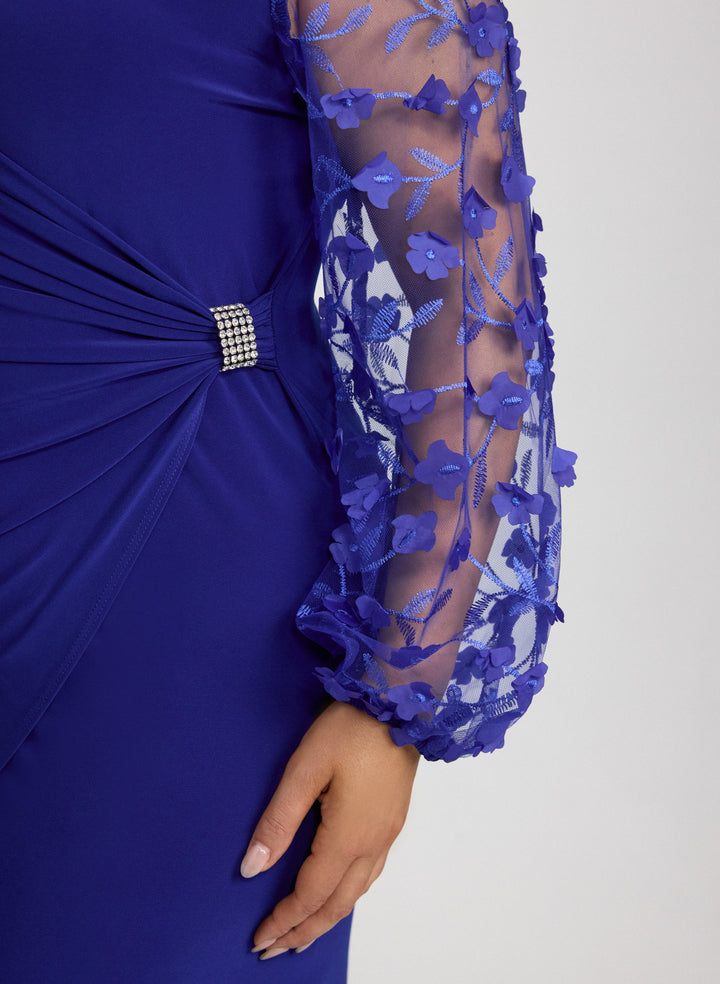 Floral Applique Sleeve Dress