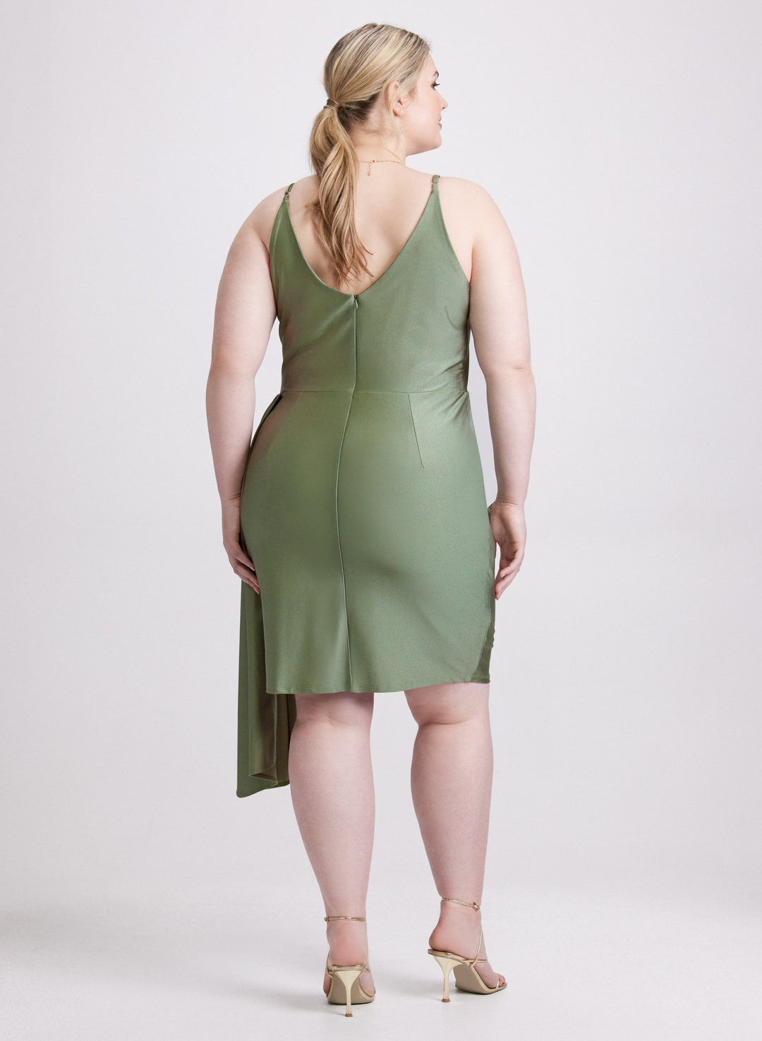 Flounced Front Satin Dress