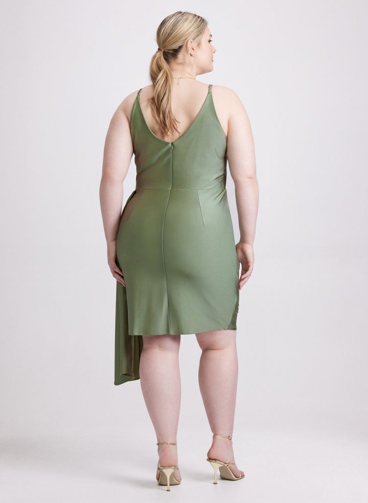 Flounced Front Satin Dress